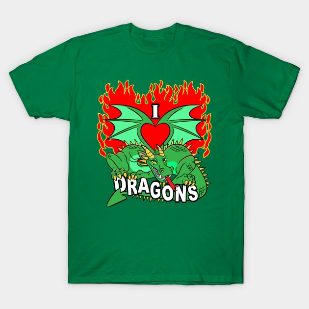 I Heart Dragons T-Shirt by Toonicorn